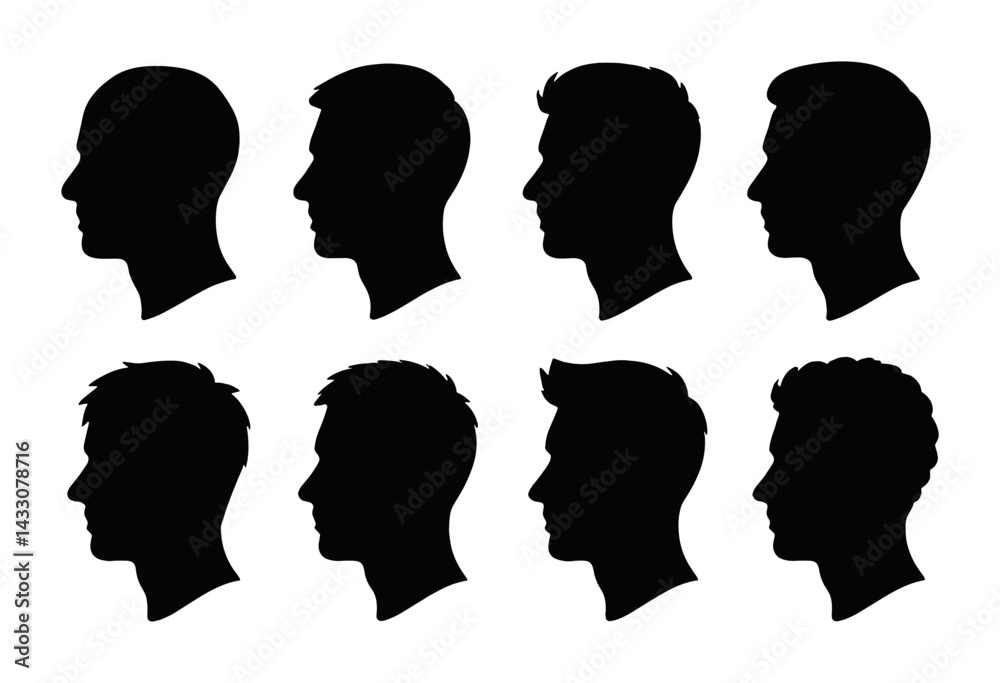 Profile silhouette icon set – flat style headshot and character icons for graphic design: male, female, diverse hairstyles, versatile, perfect for avatars. Profile silhouette icon set – flat style headshot and character icons for graphic design: male, female, diverse hairstyles, versatile, perfect for avatars.