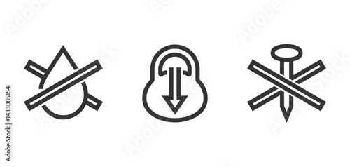 Plastic pack benefits icon set in bold line