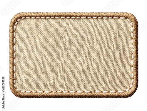fabric patch, sewn edge isolated on white background