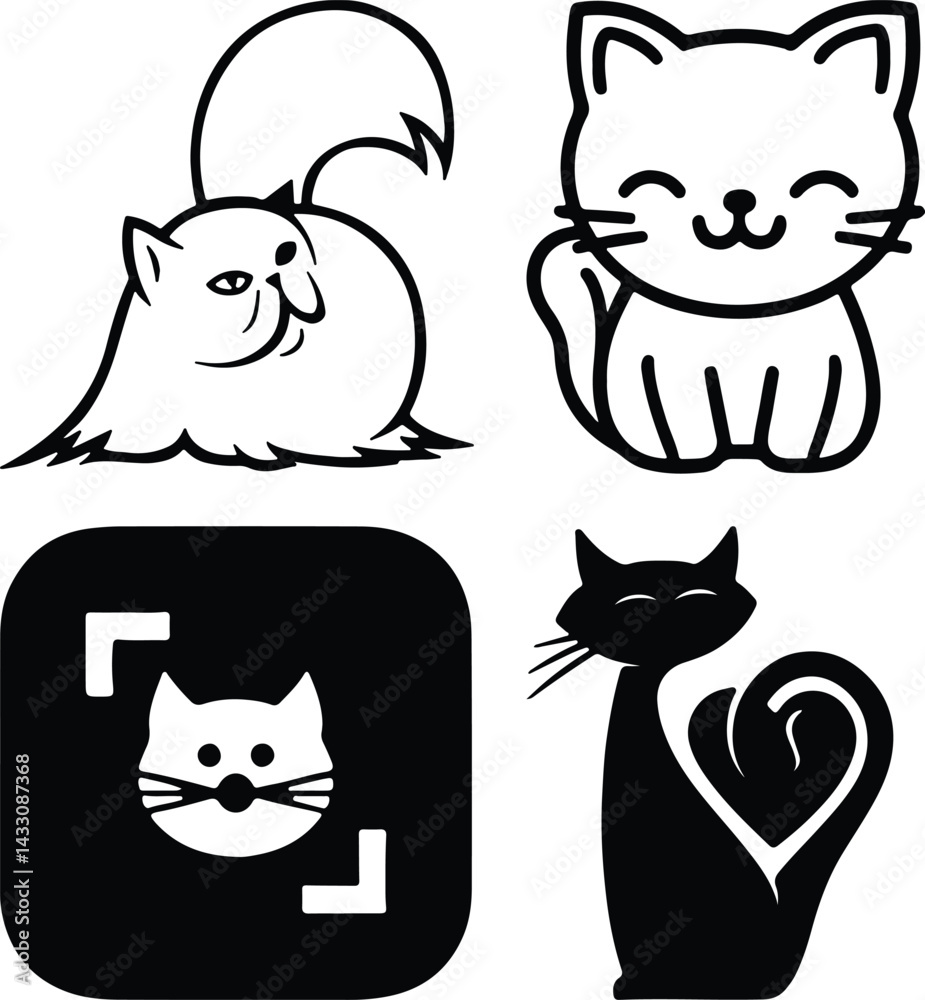 Fototapeta premium Cat icon bundle simple icon. Vector ICON all icon Viktor