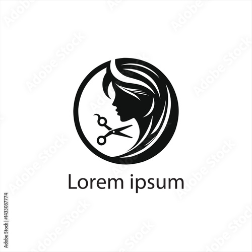 A black woman's hair cut logo design on a white background