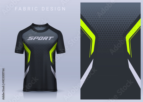 Fabric textile design for Sport t-shirt, Soccer jersey mockup for football club. uniform front view.	
