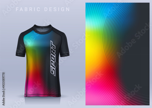 Fabric textile design for Sport t-shirt, Soccer jersey mockup for football club. uniform front view.	