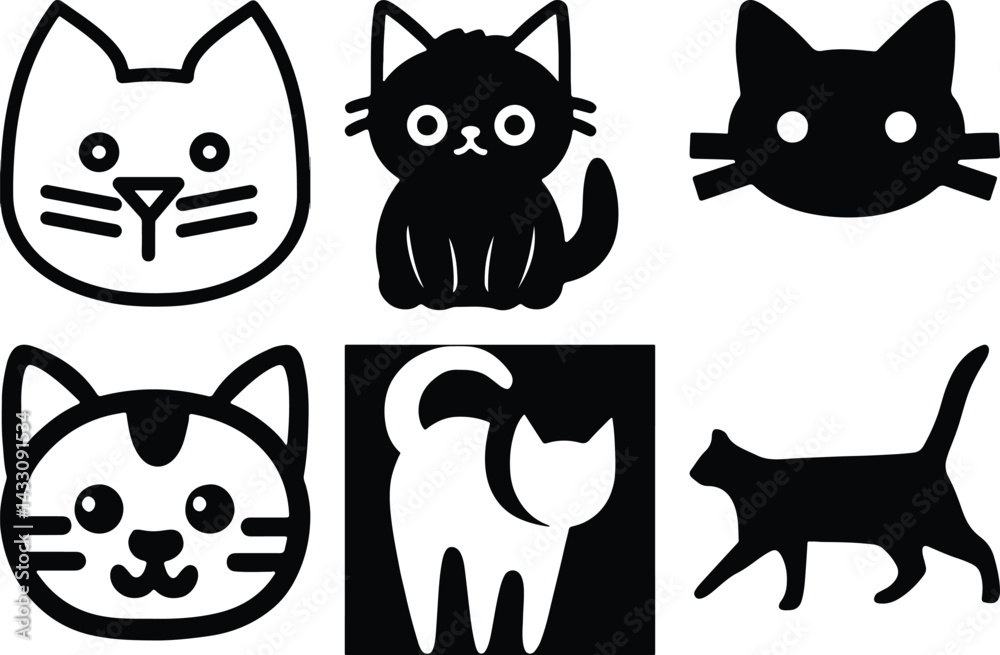 Obraz premium Cat icon bundle simple icon. Vector ICON all icon Viktor