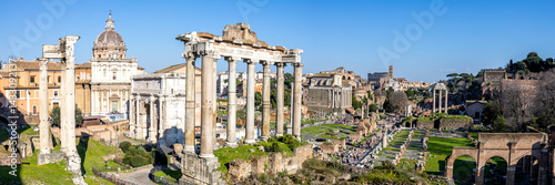Obraz na płótnie Rome Forum Romanum panorama ancient historical temple ruins in Italy w salonie