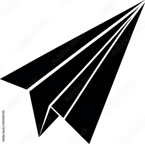 Paper Plane Silhouette Vector – Simple Black Flying Object Illustration