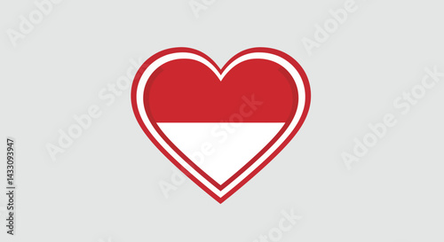 Indonesia flag heart shape symbol of love patriotism and national pride for independence day vector graphic illustration