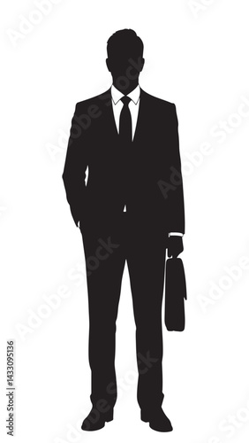Corporate Businessman Silhouette – Full Body Professional Male Vector Illustration