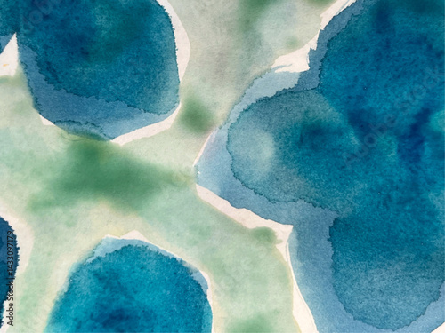 水彩で描いた青い花、テクスチャのある水彩画の背景、水彩画の背景イラスト