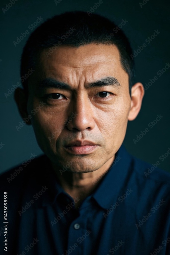 Fototapeta premium arafed man in a blue shirt looking at the camera