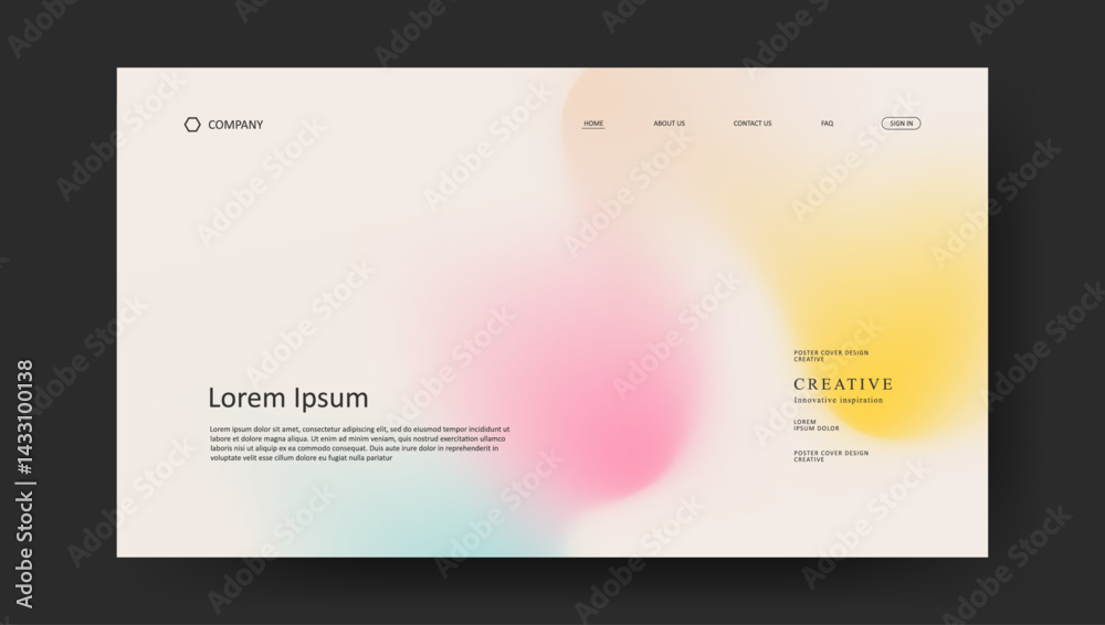 Abstract wave futuristic design of landing page. retro gradient mesh website design