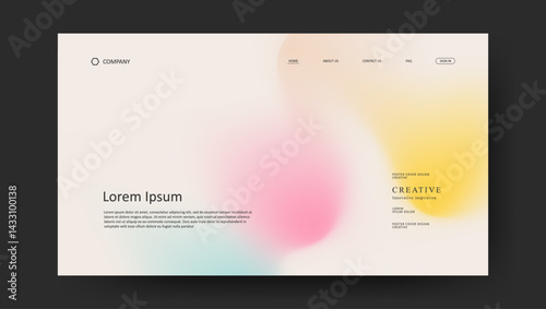 Abstract wave futuristic design of landing page. retro gradient mesh website design