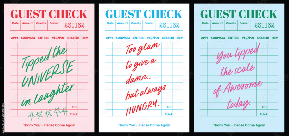 Εκτύπωση καμβά Playful fun restaurant quotes in a retro guest check receipt style