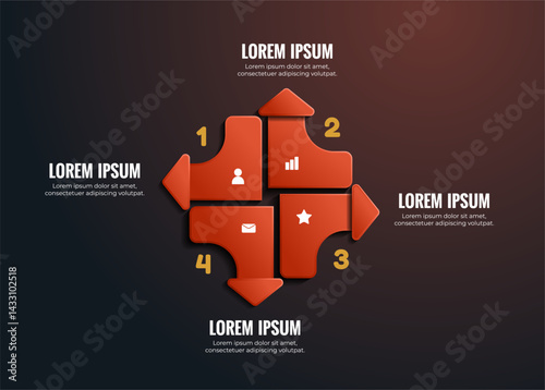 Four-Part Infographic with Modern Design and Icons for Business Concepts