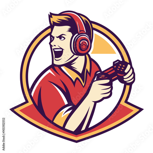 Excited gamer holding a controller