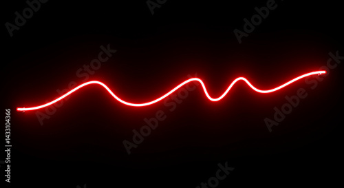 Red neon light line sparkles