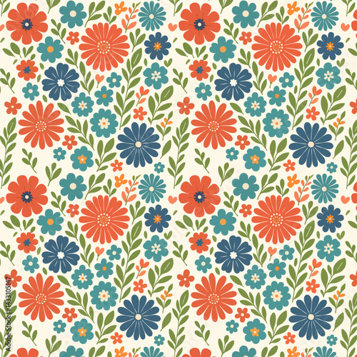 Colorfull Flowers - Pattern Background