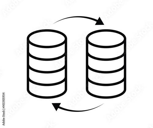 Replication Outline Icon. Data Replication Icon for Backup Solutions vector illustration.