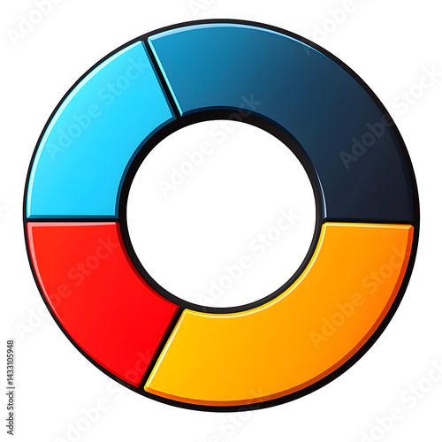 Free Download A clean modern of a minimalist SVG style donut chart composed of three balanced colored sections on a white background - GFXLoad