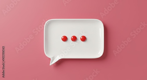White ceramic chat bubble plate with red dots modern design kitchenware home decor accent piece tabletop art