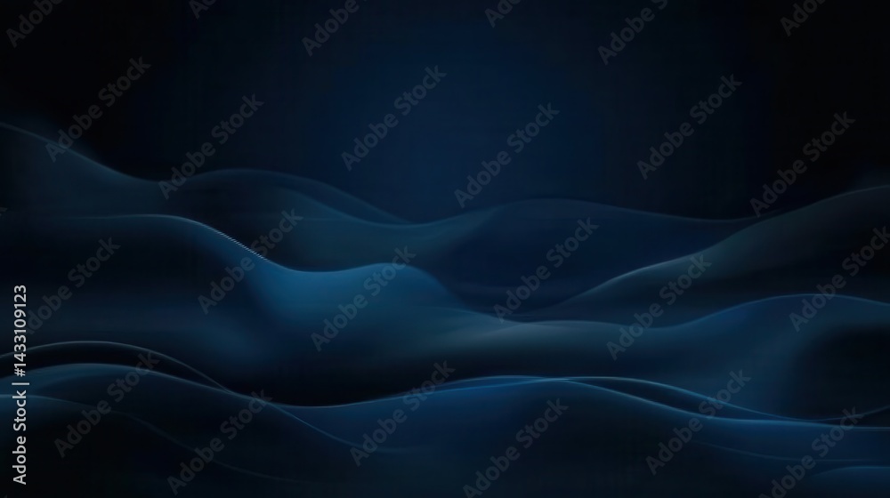 Obraz premium Dark blue, undulating waves create a deep, abstract design.