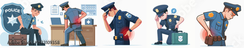 police character vector back pain