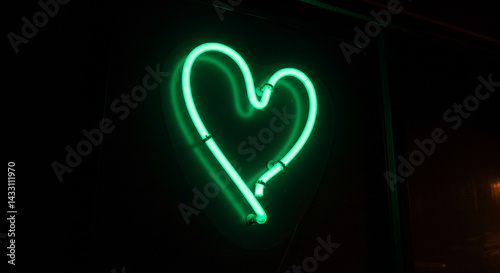 Green glowing neon line sign