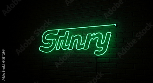 Green glowing neon line sign