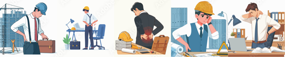 architect character vector back pain architect character vector back pain