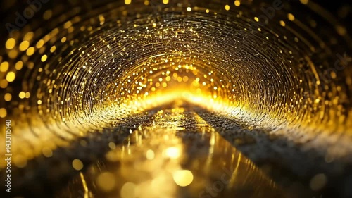 Explore the beauty of enchanting golden light reflecting in a magical tunnel during a serene moment at dusk Generative AI
