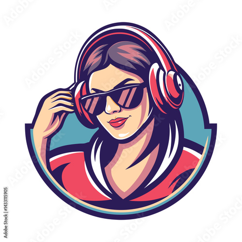 Stylish woman with headphones and sunglasses