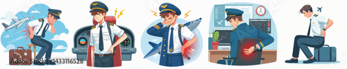 pilot character vector with back pain