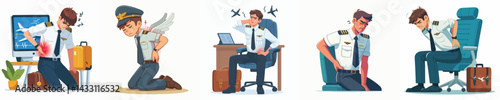 pilot character vector with back pain
