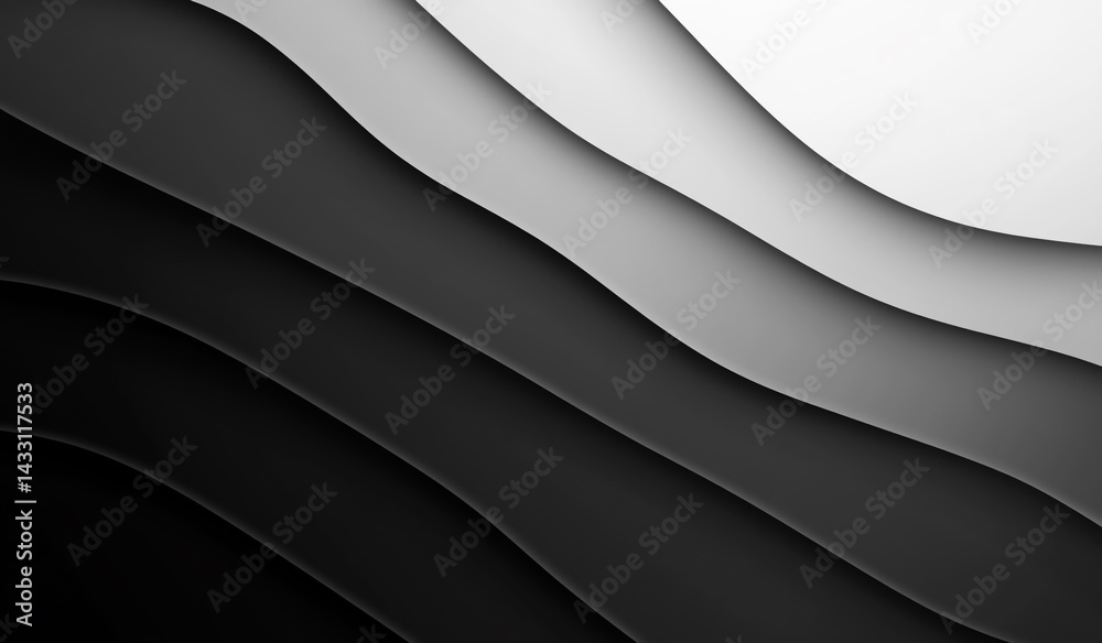 Fototapeta premium Black and white wavy layered background