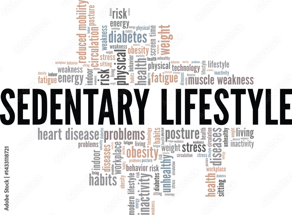 Sedentary Lifestyle word cloud conceptual design isolated on white background. Sedentary Lifestyle word cloud conceptual design isolated on white background.
