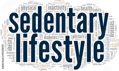 Sedentary Lifestyle word cloud conceptual design isolated on white background.