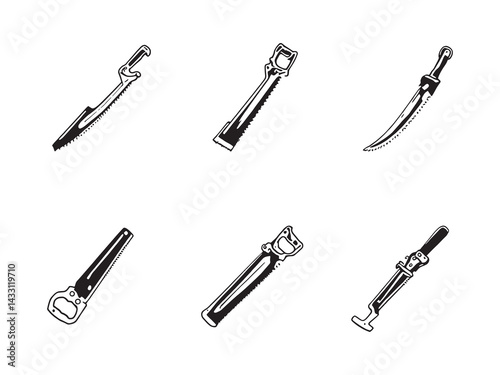 Bone saw line art orthopedic hand tool