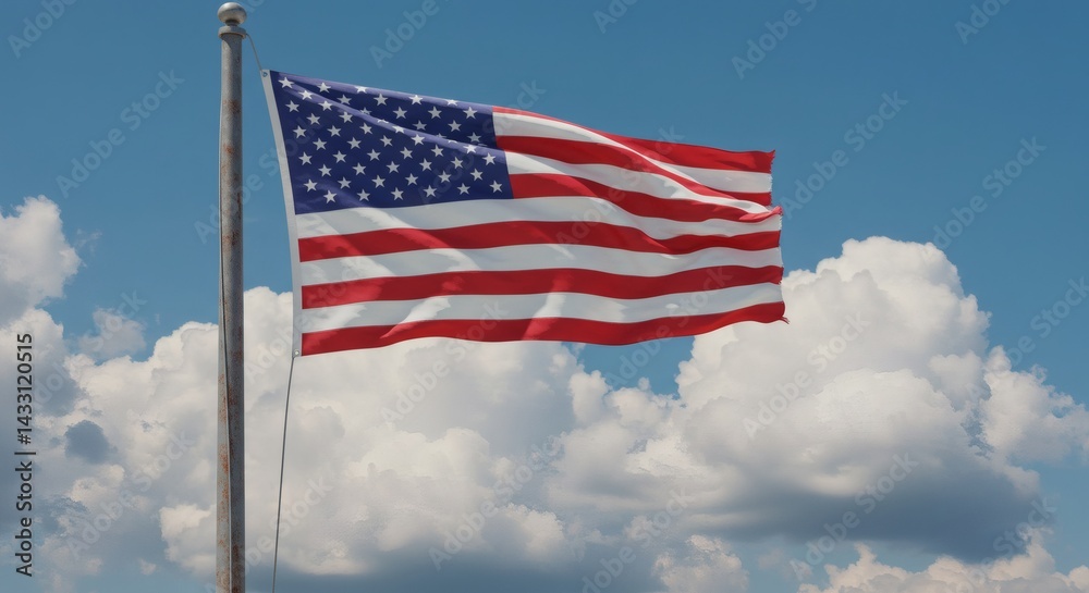 Fototapeta premium American flag waving in the wind