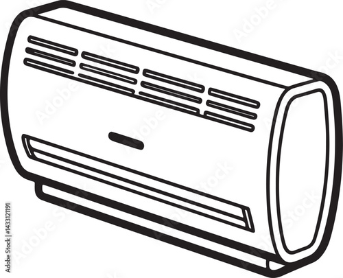 air conditioner line art, black outline, vector and illustration, coloring book page line art drawing