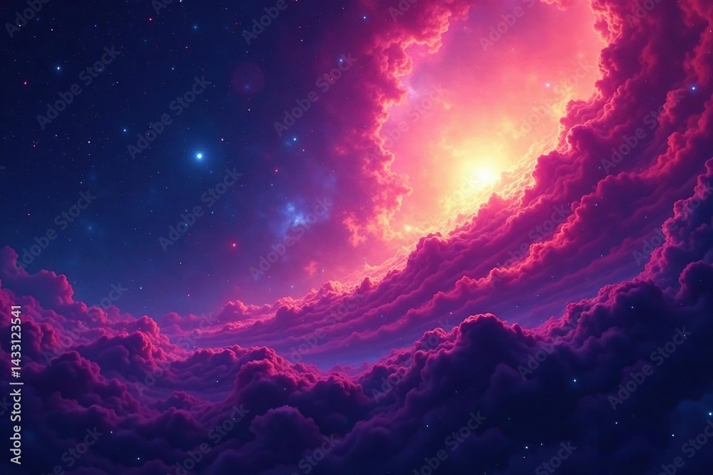 Naklejka premium Abstract swirling nebula texture seamless cosmic background, smooth, graphic