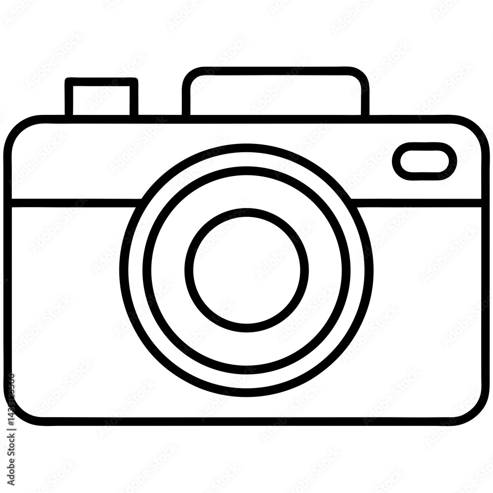Simple outline camera icon in a minimalist design Simple outline camera icon in a minimalist design