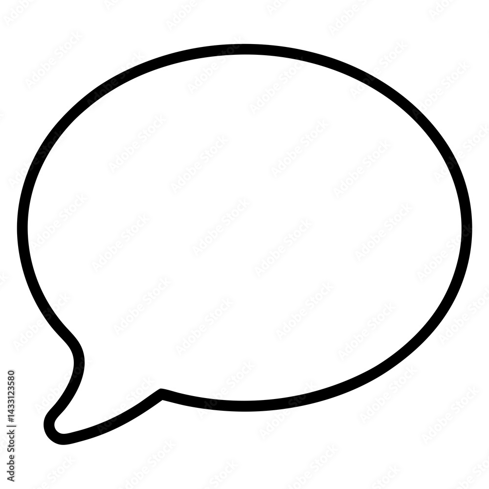 Blank speech bubble icon in a simple outline design Blank speech bubble icon in a simple outline design
