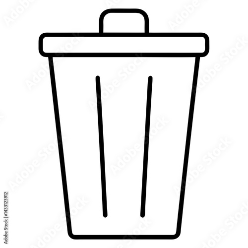 Outline trash bin icon in a simple minimalist design
