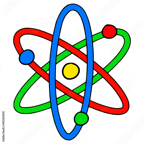 atom illustration hand drawn isolated vector