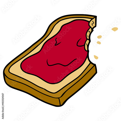 toast with strawberry jam illustration hand drawn isolated vector