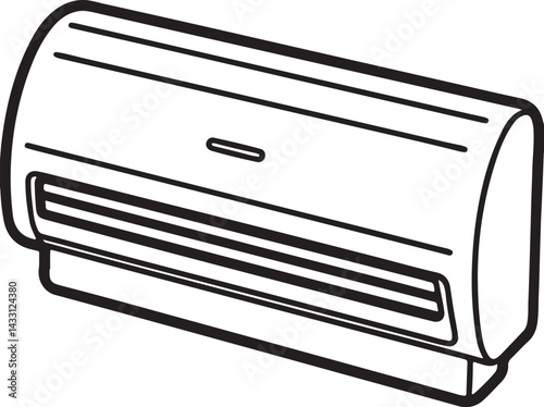 air conditioner line art, black outline, vector and illustration, coloring book page line art drawing