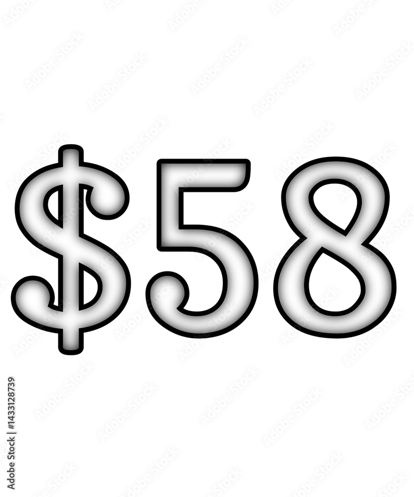 dollar sign on a white background $58