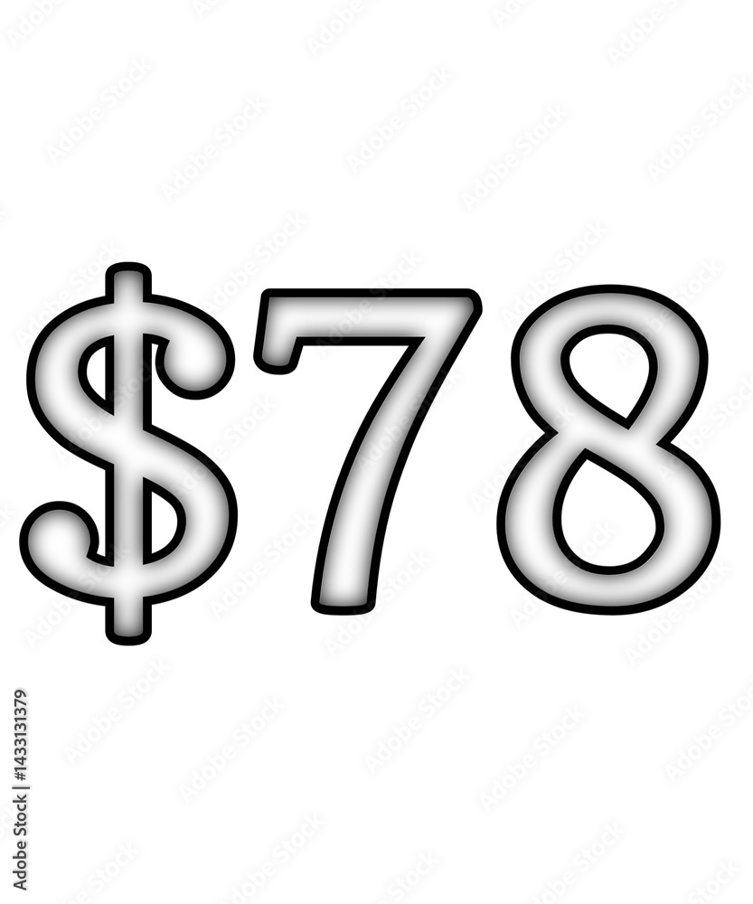 dollar sign on a white background $78 dollar sign on a white background $78