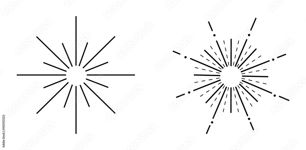 Obraz premium Set Hand drawn sunbursts 