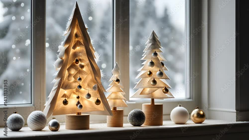 Minimalist Christmas tree arrangement in Scandinavian style